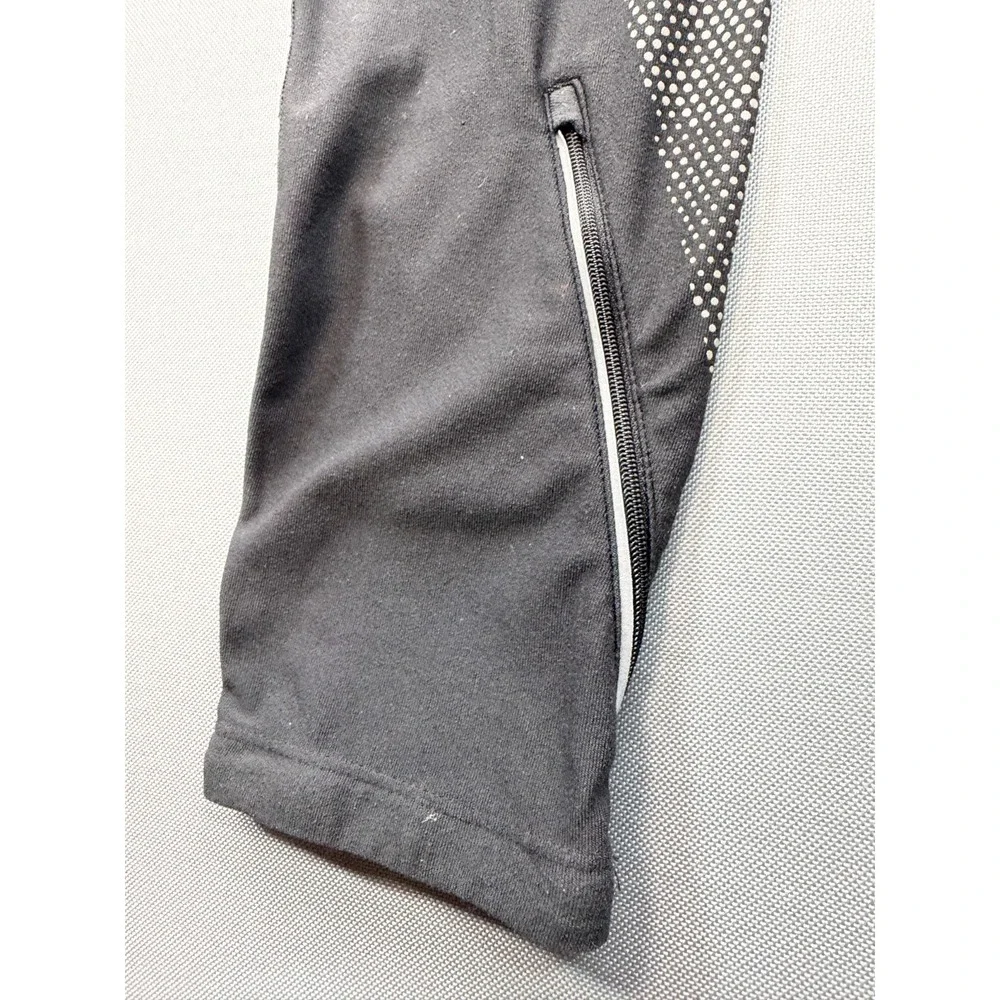Nike Dri-FIT Running Tights Black Reflective Dot Zip Ankle | Women's Medium